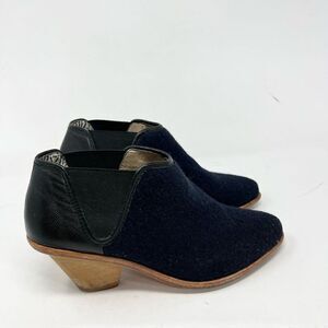Matt Bernson Marlo's Bootie Womens 7.5 Black Leather Wool Ankle Pull On Black